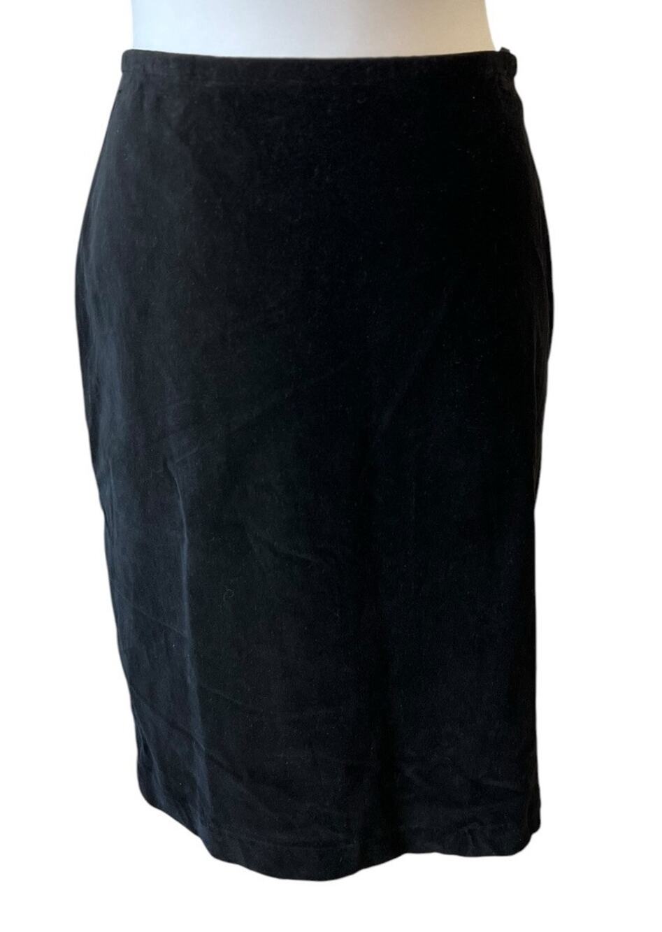 Ralph Lauren LRL Womens 8 Velvet Pencil Skirt Black Gothic Classic Knee Length